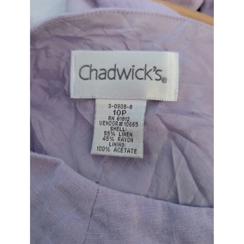 Chadwicks Vintage 90s Dress Set Womens 10P Lilac Linen Coastal Grandmother